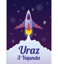 Uzay Temalı Doğum Günü Afişi 35X50 cm