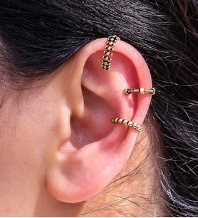 Vintage Antik 3'lü Deliksiz Ear Cuff Ayarlanabilir Kıkırdak Küpe Seti eukk6 (Sarı)