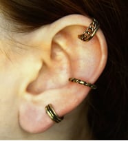 Vintage Antik 3'lü Deliksiz Ear Cuff Ayarlanabilir Kıkırdak Küpe Seti eukk6 (Sarı)