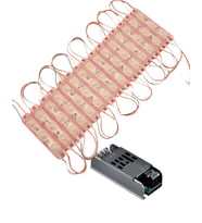 20 Adet 12 Volt 1.5 Watt 3 Lensli Pembe 2835 SMD Led Modül IP65 Modül 5A Trafo Set