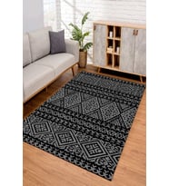 Dijital Kaymaz Taban Yıkanabilir Renkli Salon Halısı Mutfak Halısı Yolluk ND-SD-840 (Siyah)