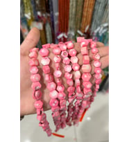 Mercan Doğal Taş Parlak Pembe Altıgen 11x5mm Dizi