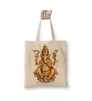Hint Mitolojisi Ganesha Hinduizm Beyaz Bez Çanta Uzun Saplı Alışveriş Çantası Plaj Çantası