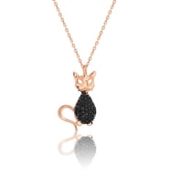 925 Ayar Gümüş Zirkon Taşlı Kedi Küpe (Rose)