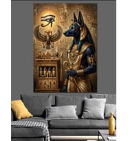 Antik Mısır Tanrısı Anubis Portresi Dekoratif Kanvas - Mdf Ahşap Tablo