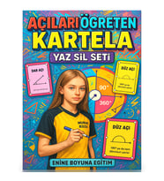 Açıları Öğreten Kartela YAZ-SİL Seti (Zincirli Kartelalar ve Yaz-SİL Kartelası)