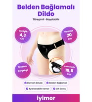 20 Cm Belden Bağlamalı Titreşimli ve Boşalabilir Melez Strapon Penis – iyimor