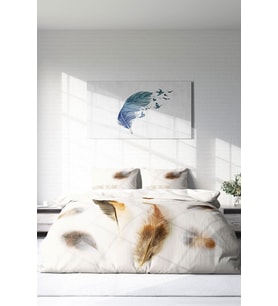 Çift Kişilik ( Lastikli Çarşaflı ) %100 Pamuk Saten Nevresim Takımı Feather