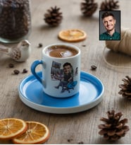 Kişiye Özel Karikatürlü Gamer Arkadaşa Hediye Türk Kahvesi Fincanı Doğum Günü Hediyesi