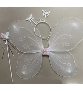 Beyaz Renk Kanadı Tacı ve Sopası 50x37 cm