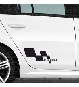 Mitsubishi kapı spor sticker uyumlu tuning modifiye etiket 2li set sağ sol - siyah renk