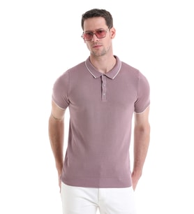 Hatemoğlu Mor Regular Fit Düz Pamuklu Polo Yaka Triko Tişört