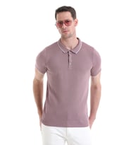 Hatemoğlu Mor Regular Fit Düz Pamuklu Polo Yaka Triko Tişört