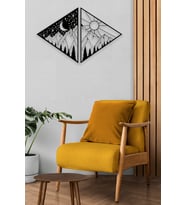 Numa Concept Gece Gündüz Dağ Duvar Dekoru Ahşap Tablo (Siyah)