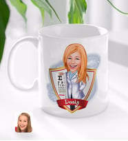 BK Gift Kişiye Özel İsimli Kadın Göz Doktoru Karikatürlü Beyaz Kupa Bardak-1