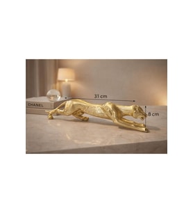 31cm Golden Altın Dekoratif Leopar Obje Biblo Hediyelik Ev Ofis Dekorasyon