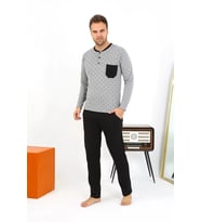Erkek Uzun Kol Penye Füme Pijama Takımı