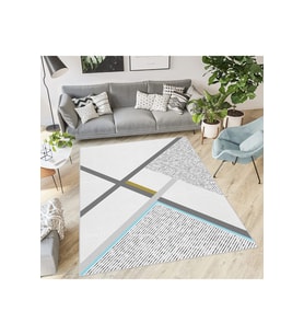 Rovigo Home Dijital Baskı Yıkanabilir Kaymaz Taban Salon Halısı RVG1852-SM365 (Gri)