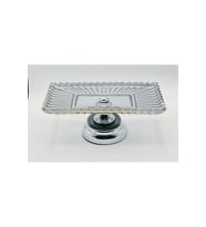METAL AYAKLI GRİ KRİSTAL CAM SUNUMLUK TABAK