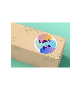 Mavi Renkli Thank You Sticker Yuvarlak Mat Etiket Renk Cümbüşü 4 Cm - 40 Adet