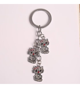 TAŞLI KEDİ TASARIMLI METAL  ANAHTARLIK-ANAH649