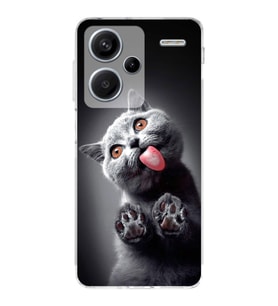 PrintiFy Xiaomi Redmi Note 13 Pro 4G ile Uyumlu Kedi 2 Kamera Korumalı Şeffaf Kılıf