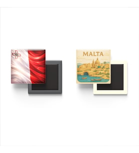 Buzdolap Magnetleri - Malta Bayrağı ve Paper Cut Tema - 2'li Set Magneti