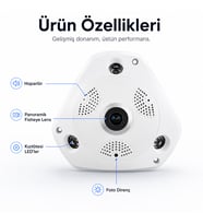 Uninet 360 Derece Balık Gözlü Wifi Güvenlik Kamerası – Uzaktan Izleme, Hareket Bildirimi ve Bulut Kayıt Yapabilen Ip Kamera