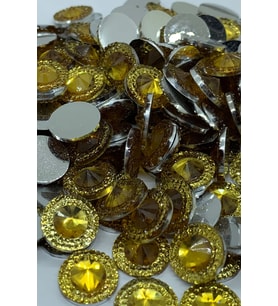 Süsleme Taşı Yuvarlak Sarı 12mm Polyester Taş 2500 Adet