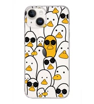 Apple iPhone 14 Uyumlu Kapak Duck Tasarımlı Şeffaf Silikon Kılıf