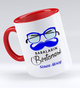 BK Gift Kişiye Özel Babaların Bir Tanesi Tasarımlı Kırmızı Kupa Bardak - Model 1