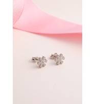 925 Ayar Gümüş Zirkon Taşlı Kar Tanesi Küpe - Silver