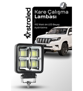 144W 12-24 Volt Kare Spot Far Oto Çalışma Lambası ATV Kamyon Tır Traktör Offroad