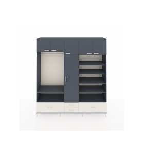 Hyperion Dolap 18 Raflı 4 Çekmeceli Tek Askılı 220x44x243 Antrasit-Antrasit/Aytaşı