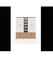 Arges Dolap 9 Raflı 10 Çekmeceli 2 Askılı 220x30x243 Antrasit-Aytaşı/Çam (Atlantik Çam - Beyaz)