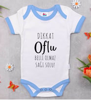 BK Kids Dikkat Oflu Tasarımlı Mavi Bebek Body Zıbın-1