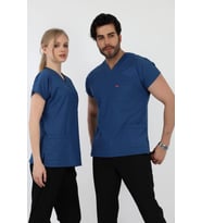Bflex Unisex Likralı Yarasa Kol Tek Üst - 6408 Petrol Mavi Soft
