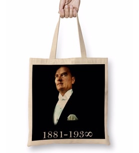 Mustafa Kemal Atatürk 4 Bez Çanta Uzun Saplı