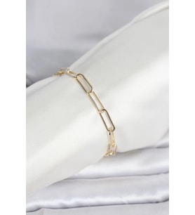 CM 14K Gold Renk Kalın Ataç Zincir Model Kadın Bileklik