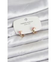 Pilelistore  Pembe Yunus Balığı Model Gold Renk Pirinç Çocuk Küpe