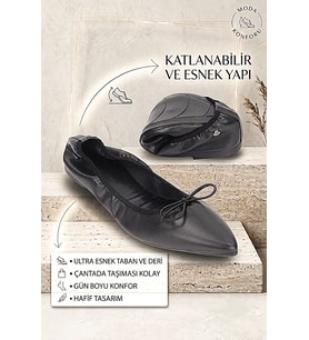 Velina Kadın Babet Ayakkabı — RENK: SİYAH CİLT, NUMARA: 40