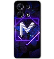 İnfinix Note 30 Pro Kılıf HD Desen Baskılı Kılıf - Dark Neon Yaprak M Harfi