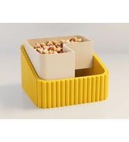 3D Baskı Fıstık Kasesi - Çift Hazneli Kabuk Ayırıcı Sunum Kasesi - Sarı Bej