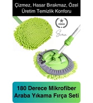 Premium Mikrofiber Araba Yıkama Fırçası Mop Paspas Temizleme Uzun Saplı Detaylı Çiziksiz Uzayabilen