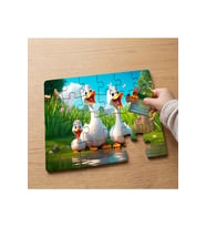 Mutlu Ördek Ailesi Tasarımlı 24 Parça Ahşap Çocuk Puzzle MPK0731