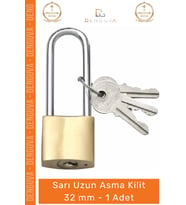 #AsmaKilit Yüksek Güvenlikli Çelik Gövde Korozyona Dayanıklı Profesyonel Sarı Uzun Asma Kilit 32 mm