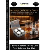 Özel Üretim Gold Lüks Paslanmaz Hediye Seti Şık 4'lü Çelik Metal Kaplama Viski Taşı Soğutma Buz Küpü