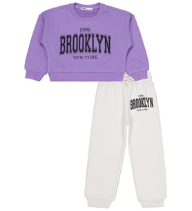 Civil Girls Brooklyn Baskılı 2-5 Yaş Eşofman Takımı - Lila 4-5 Yaş (Mor)