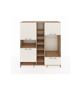 Kronos Dolap 18 Raflı 8 Kapaklı Tek Askılı 220x59x243 Çam-Aytaşı/Çam