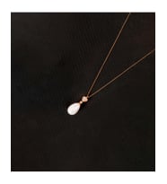 925 Ayar Zirkon Taşlı Kalpli Damla Gümüş İnci Kolye (Rose)